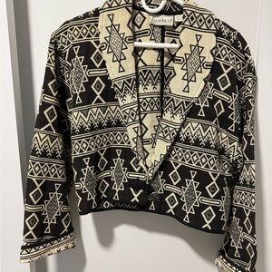 Flashback Vintage Black and Cream Geometric Patterned Jacket